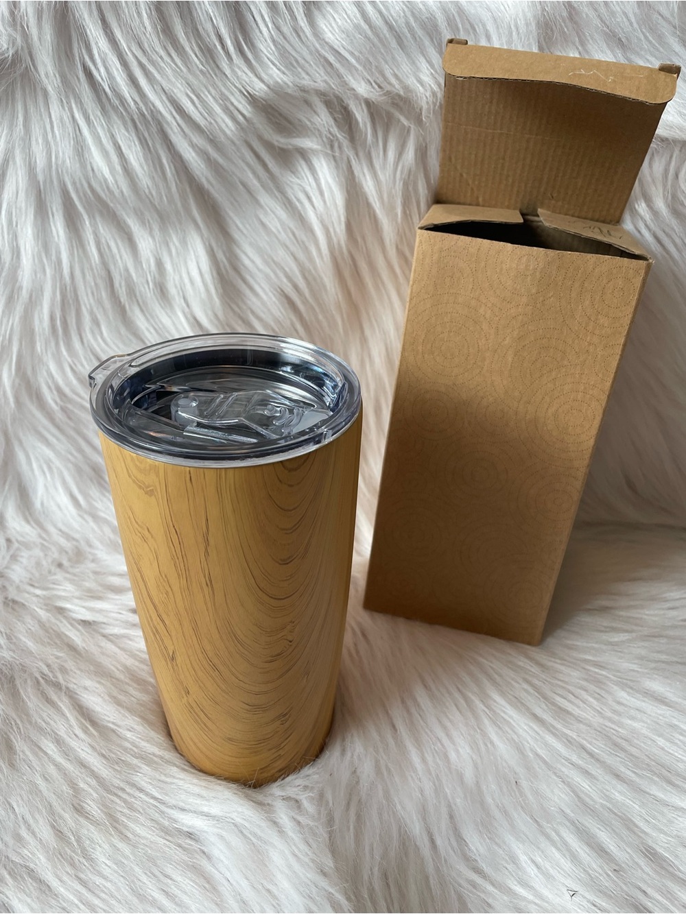New with box 20 oz stainless steel tumbler wood grain look insulated cup Ora